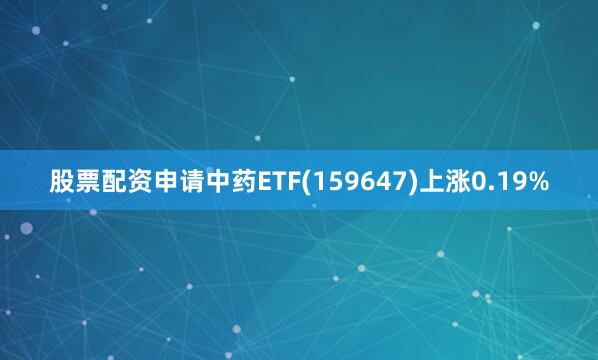 股票配资申请中药ETF(159647)上涨0.19%